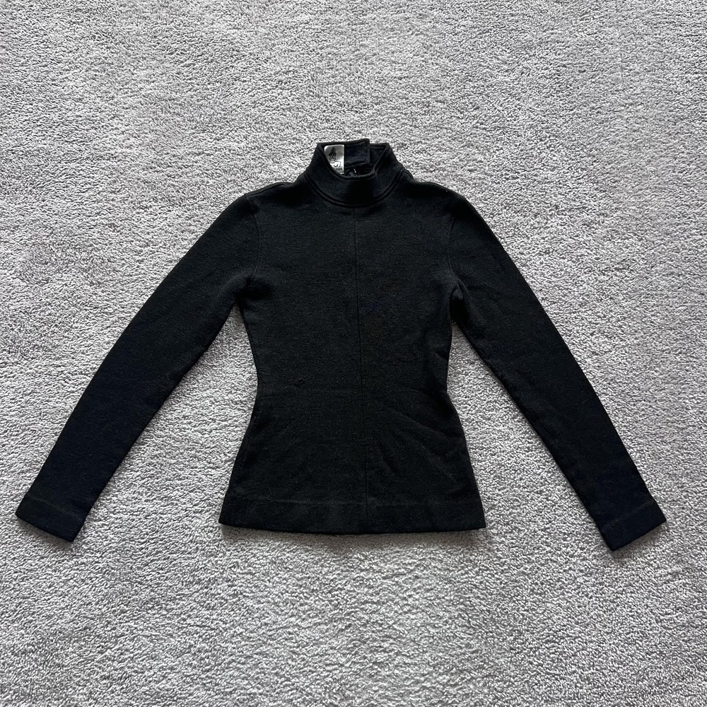 Gemma Kahng Wool Turtleneck 1/4 Back Zip Sweater Womens 8 Gray Made USA
